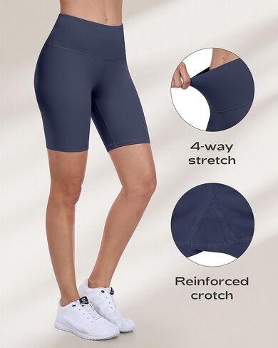 Workout Biker Shorts for Women, 8" High Waisted Tummy Control Soft Booty Athletic Gym Yoga Shorts in Kuwait