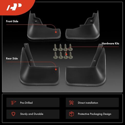 A-Premium Set of 4PCS Mud Flaps Splash Guards Mudguards Mudflaps with Hardware Accessory Compatible with Chevrolet Cruze, 2016-2020, Sedan Only, Black Color, Front and Rear (Driver & Passenger Sides) in Saudi Arabia