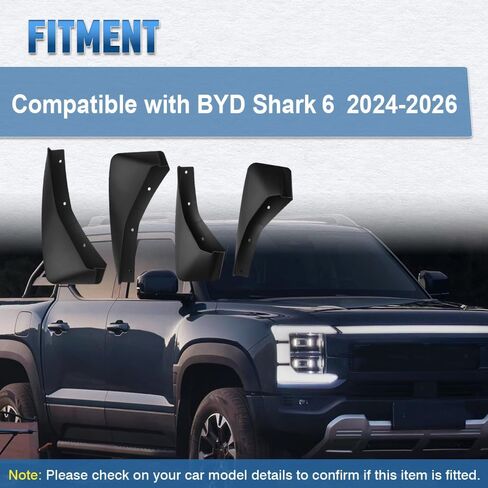 MACHSWON Mud Flaps Fender Splash Guards with Screws, Front Rear Wheel Fender Accessories Compatible with BYD Shark 6 2024-2026, Black, 4 pcs in Saudi Arabia