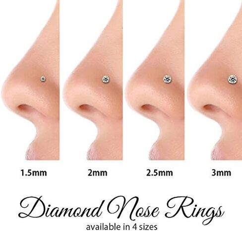FreshTrends SI1-2mm (0.03 قيراط الوزن الكلي) خاتم الأنف من الذهب الأبيض عيار 14 قيراط - 18 جرام in Kuwait