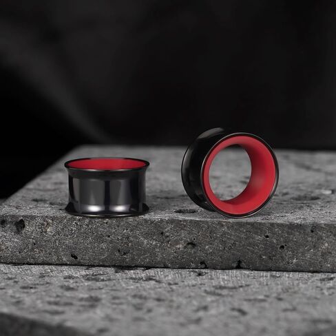 أنفاق قياس الأذن فانكولا 0 جرام 00 جرام، قطعتان من سدادات الأذن المزدوجة المتوهجة، مجوهرات تمديد الأذن من الفولاذ المقاوم للصدأ للأذنين الممدودة (8 مم - 16 مم) in Kuwait