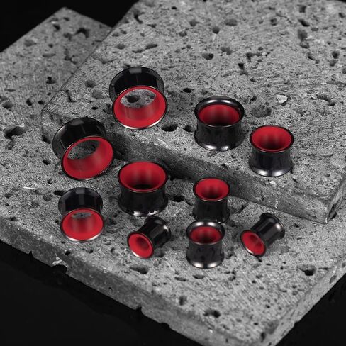 أنفاق قياس الأذن فانكولا 0 جرام 00 جرام، قطعتان من سدادات الأذن المزدوجة المتوهجة، مجوهرات تمديد الأذن من الفولاذ المقاوم للصدأ للأذنين الممدودة (8 مم - 16 مم) in Kuwait