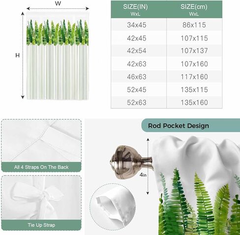 Spring Plants Tie Up Curtains for Window, Modern Minimalist Leaves Lines Green Thermal Insulated Balloon Shade Adjustable Rod Pocket Curtains Valance Panels for Kitchen Bathroom Café 42'' x 45'' in Saudi Arabia
