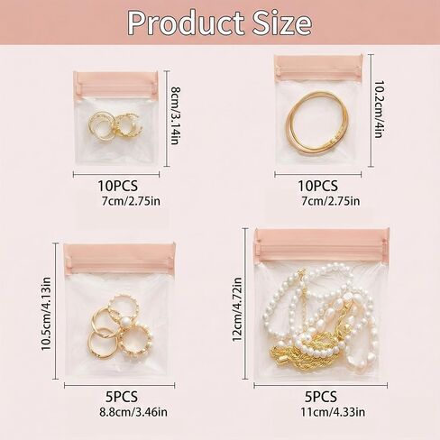 Anti Tarnish Jewelry Bags, Clear EVA Mini Travel Bags for Necklace, Earring, Bracelet 30 Pack Assorted Sizes in Kuwait