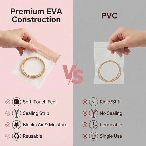 Anti Tarnish Jewelry Bags, Clear EVA Mini Travel Bags for Necklace, Earring, Bracelet 30 Pack Assorted Sizes in Kuwait