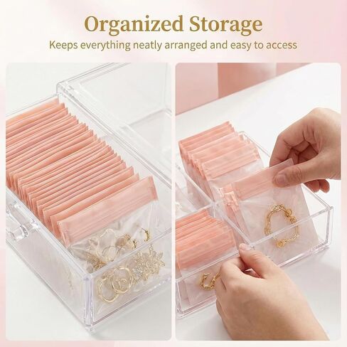 Anti Tarnish Jewelry Bags, Clear EVA Mini Travel Bags for Necklace, Earring, Bracelet 30 Pack Assorted Sizes in Kuwait