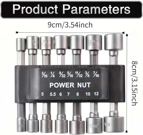 14-Pcs Hex Shank Nut Driver Set, Drill Socket Set with 1/4-Inch Impact Nut Driver Sockets, Metric & SAE Socket Set for Power Drills in Saudi Arabia
