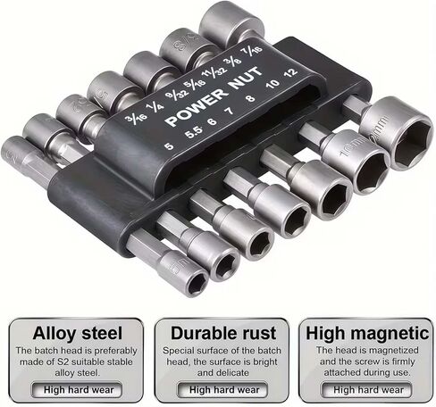 14-Pcs Hex Shank Nut Driver Set, Drill Socket Set with 1/4-Inch Impact Nut Driver Sockets, Metric & SAE Socket Set for Power Drills in Saudi Arabia