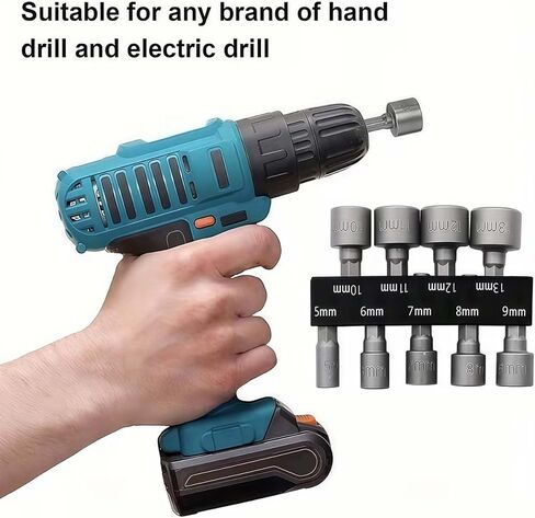 14-Pcs Hex Shank Nut Driver Set, Drill Socket Set with 1/4-Inch Impact Nut Driver Sockets, Metric & SAE Socket Set for Power Drills in Saudi Arabia