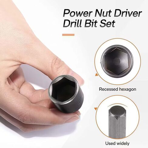 14-Pcs Hex Shank Nut Driver Set, Drill Socket Set with 1/4-Inch Impact Nut Driver Sockets, Metric & SAE Socket Set for Power Drills in Saudi Arabia