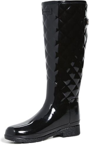 Hunter Refined Gloss Quilt Tall Rain Boots Black 6 M in Saudi Arabia
