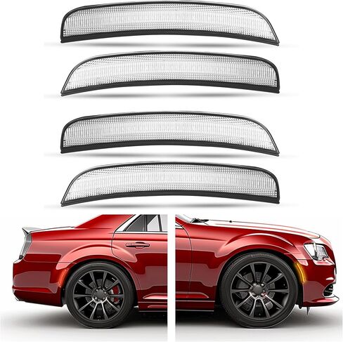 HECASA LED Side Marker Lights Compatible with 2015-2023 Chrysler 300 Replacement for CH2551136 CH2550136 Bumper Signal Parking Lamps 4Pcs Clear Lens Front Yellow Rear Red LED in Saudi Arabia