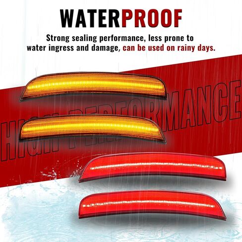 HECASA LED Side Marker Lights Compatible with 2015-2023 Chrysler 300 Replacement for CH2551136 CH2550136 Bumper Signal Parking Lamps 4Pcs Clear Lens Front Yellow Rear Red LED in Saudi Arabia