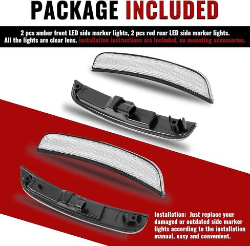 HECASA LED Side Marker Lights Compatible with 2015-2023 Chrysler 300 Replacement for CH2551136 CH2550136 Bumper Signal Parking Lamps 4Pcs Clear Lens Front Yellow Rear Red LED in Saudi Arabia