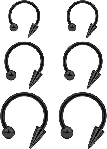 مجوهرات ثقب الشفاه من Snake Bites 16G 6 قطع حلقات لابريت حدوة الحصان مع ارتفاع طويل وكرة 8 مم 10 مم 12 مم حلقات الشفاه الفولاذية الجراحية ثقب لدغات الثعبان للنساء والرجال in Kuwait