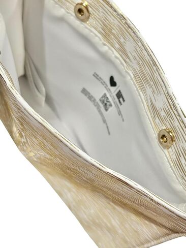 حقيبة مكياج Yves Saint Laurent YSL لمستحضرات التجميل باللون الأبيض والذهبي بسحاب حقيبة مكياج YSL Fragrance Bag (8.5L X 6H X 3W) - 2446 in Saudi Arabia