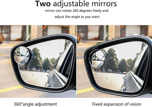 مرآة النقطة العمياء الكريستالية، عبوتان، مستديرة محدبة قابلة للدوران 360 درجة، مرايا رؤية جانبية بزاوية واسعة للسيارات in Kuwait