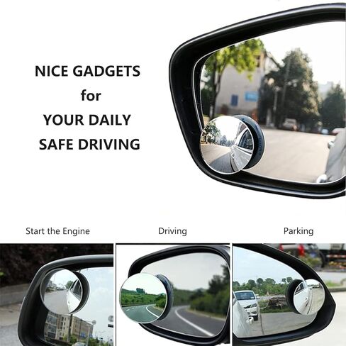 مرآة النقطة العمياء الكريستالية، عبوتان، مستديرة محدبة قابلة للدوران 360 درجة، مرايا رؤية جانبية بزاوية واسعة للسيارات in Kuwait