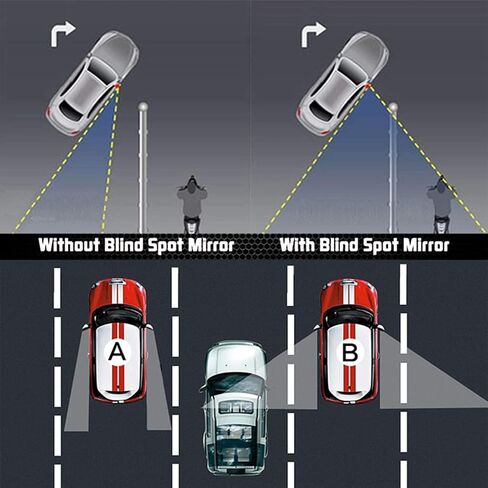 مرآة النقطة العمياء الكريستالية، عبوتان، مستديرة محدبة قابلة للدوران 360 درجة، مرايا رؤية جانبية بزاوية واسعة للسيارات in Kuwait