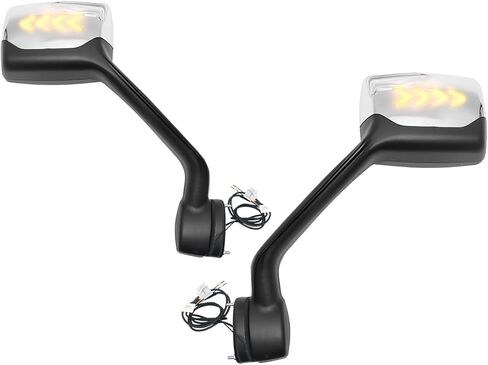 Hood Mirrors with Turn Signal Light Fit for 2013-2020 Kenworth T680 Left and Right Pair Hood Mirrors Fit for 2010-2017 Peterbilt 579 587(Chrome with turn light) in Kuwait