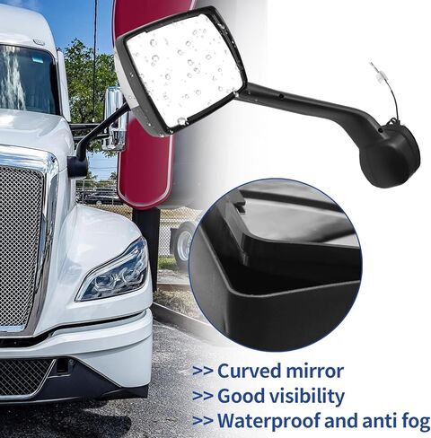 Hood Mirrors with Turn Signal Light Fit for 2013-2020 Kenworth T680 Left and Right Pair Hood Mirrors Fit for 2010-2017 Peterbilt 579 587(Chrome with turn light) in Kuwait