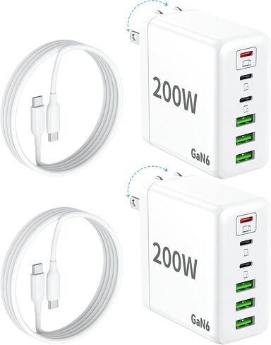 2 Pack USB C Fast Charger 160W Compact Foldable 3 Port Charging Station Hub Brick Block PD PPS 65W Laptop Charger for iPhone 16 16Pro Max MacBook Pro/Air/iPad Pro/Galaxy S24/Note 22/Dell XPS in Kuwait