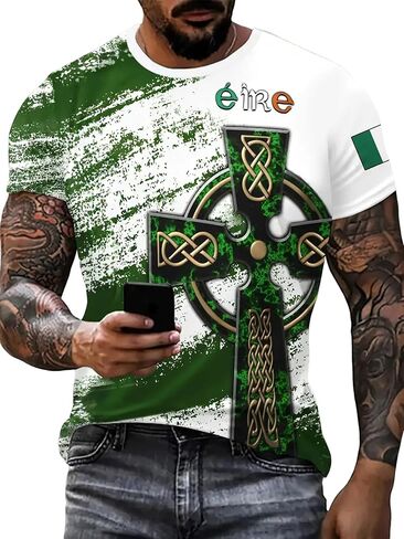 Men's T-Shirts,St Patricks Day Shirt Men,Funny Shamrock T Shirt Irish Distressed Shamrock T-Shirt in Kuwait