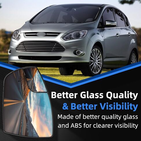 استبدال مرآة جانبية للسائق لسيارة Ford Escape 2013 2014 2015 2016، C-Max Hybrid 2013-2018، C-Max Energi 2013-2017 - زجاج مرآة الجانب الأيسر، زجاج مرايا الرؤية الخلفية مع تسخين الطاقة in Saudi Arabia