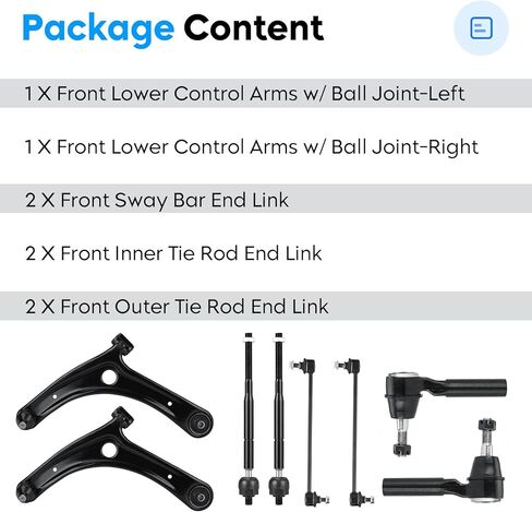 8PCS Front Lower Control Arms for Jeep Patriot Compass 2007-2017, Dodge Caliber 2009-2012, w/Ball Joint Suspension Kit K620066 K620065 K80258 EV80645 ES800408 in Saudi Arabia