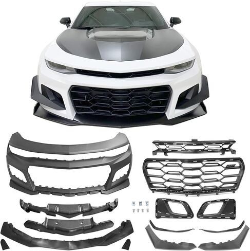 IKON MOTORSPORTS, Front Bumper Conversion Compatible With 2019-2024 Camaro LS LT LT1, ZL1 1LE Style Unpainted Black PP Bumper Cover Guard Bodykit, 2020 2021 in Saudi Arabia