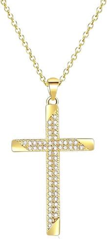 Dainty Gold Cross Necklace for Women 14K Gold Christian Faith Religious Jewelry Cross Pendant with Cubic Zircon for Mom Valentine's Day Birthday Mother's Day Gifts in Kuwait