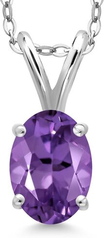 قلادة من الفضة الإسترليني عيار 925 من الأحجار الكريمة من Gem Stone King للنساء | بيضاوي 7 × 5 مم | مع سلسلة 18 بوصة | هدايا مجوهرات راقية لأمها وزوجتها in Kuwait