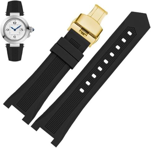 hooson Notched Silicone Watch Band For GC PASHA Black White Wristband Bracelet Watch in Kuwait