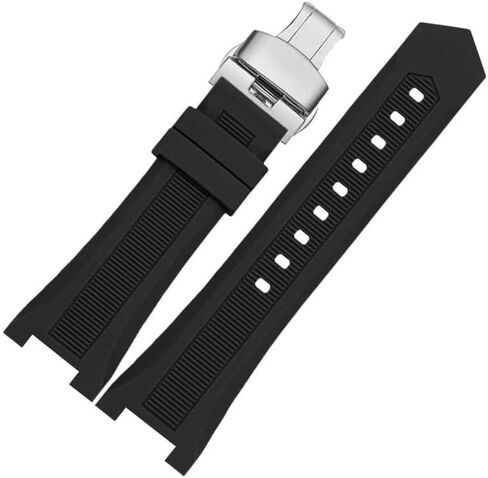 hooson Notched Silicone Watch Band For GC PASHA Black White Wristband Bracelet Watch in Saudi Arabia
