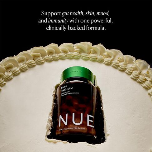 The Nue Co. مكمل البريبيوتيك + البروبيوتيك، يدعم صحة الأمعاء، القائم على التوليفات الحيوية والأبواغ، تخفيف القولون العصبي، المناعة، والجلد، نباتي، خالي من الغلوتين، 60 كبسولة in Kuwait