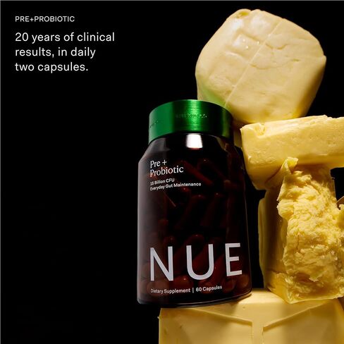 The Nue Co. مكمل البريبيوتيك + البروبيوتيك، يدعم صحة الأمعاء، القائم على التوليفات الحيوية والأبواغ، تخفيف القولون العصبي، المناعة، والجلد، نباتي، خالي من الغلوتين، 60 كبسولة in Kuwait