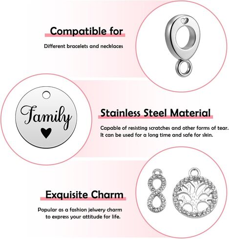 Heigebi Charms for Bracelets and Necklace Beads Dangle Mother's Day Birthday Jewelry Beads Charm for Women Sister Family Friends Daughter Mother Grandma Jewelry Present Stainless Steel Pendant in Saudi Arabia