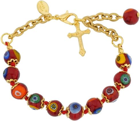 Glass Of Venice Murano Glass Mosaic Rosary Bracelet - Red in Saudi Arabia