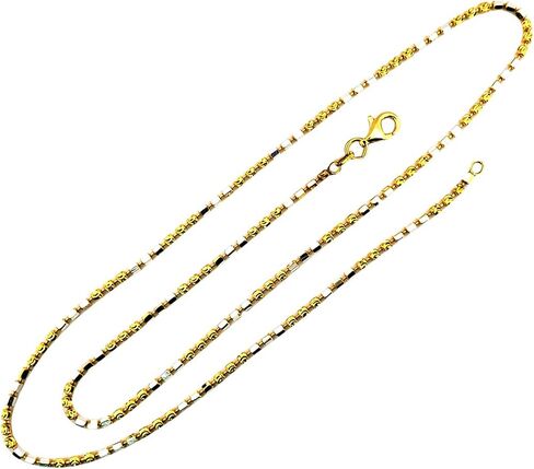 MauliJewels 14K Yellow Gold & White Gold Plated 2MM Ball Bead and Bar Two-Tone Chain Necklace for Women, 18-Inch 925 Sterling Silver Rhodium Plated Necklace in Kuwait