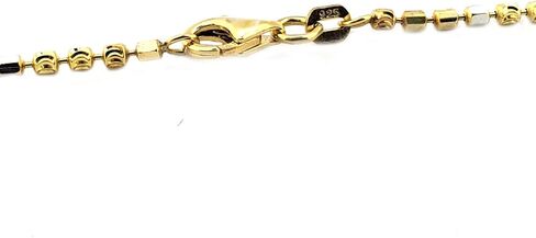 MauliJewels 14K Yellow Gold & White Gold Plated 2MM Ball Bead and Bar Two-Tone Chain Necklace for Women, 18-Inch 925 Sterling Silver Rhodium Plated Necklace in Kuwait