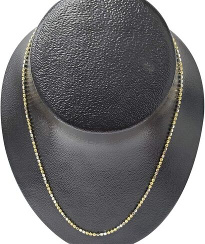 MauliJewels 14K Yellow Gold & White Gold Plated 2MM Ball Bead and Bar Two-Tone Chain Necklace for Women, 18-Inch 925 Sterling Silver Rhodium Plated Necklace in Kuwait