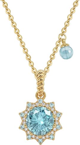 MEVECCO Radiant Sun Necklace for Women, 14K Gold Plated Cubic Zirconia Birthstone Jewelry Removable Pendant Design in Saudi Arabia