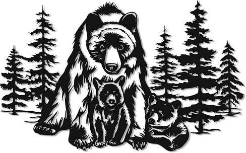 Slickss Bear Wall Decor, Metal Bear Wall Art with Mother and Two Cubs - Forest Themed Animal Hunting Decor for Living Room, Bedroom, Nursery, 14x8.7 Inch in Kuwait
