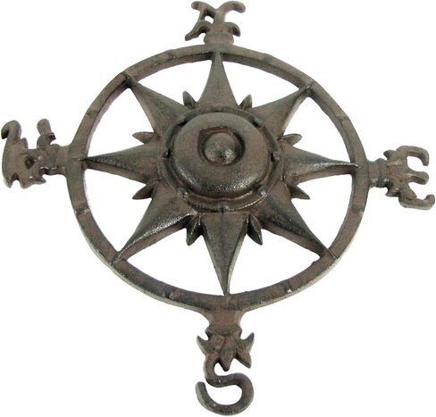 Rustic Cast Iron Rose Compass Nautical Beach House Wall Art Outdoor Garden Decor in Kuwait