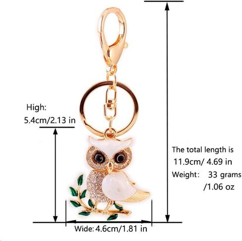 One Pack Leaves Owl Animal Birds Rhinestone Car Keychain Ring Chain Gift Bag Clip Holder for Colleagues in Saudi Arabia