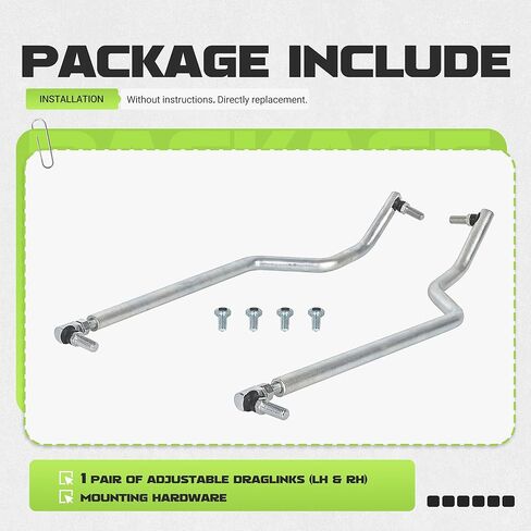 KUAFU Pair Steering Drag link Tie Rod Compatible with John Deere L100 L105 L107 L108 L110 L111 L118 L120 L130 G110 Tie Rod Set Draglink Steel Replacement for GY20491 GY20492 in Saudi Arabia