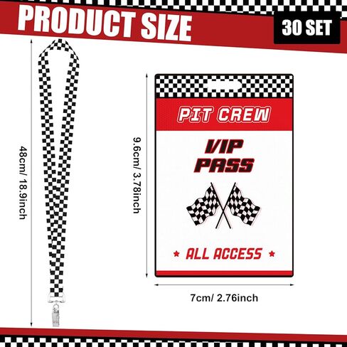 30 مجموعة من بطاقات مرور VIP للسباقات، بطاقات شارة VIP من مادة PVC مع حبال سباق مربعة باللونين الأبيض والأسود لتزيين حفلات السباق وحفلات الألعاب ومستلزمات حفلات أعياد الميلاد وملحقات تمرير خلف الكواليس in Kuwait