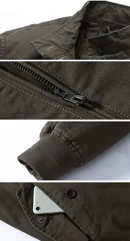 ebossy Men's Zip Up Buttoned Collar Cotton Twill Outdoor Workwear Jacket in Saudi Arabia