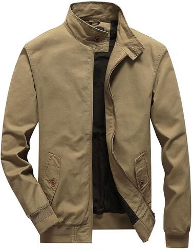 ebossy Men's Zip Up Buttoned Collar Cotton Twill Outdoor Workwear Jacket in Saudi Arabia