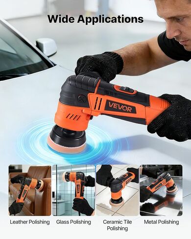 VEVOR Car Buffer Polisher, 1.2"/2"/3" Rotary Polisher Buffer, 600W 6 Variable Speeds 1000-4500RPM Car Polisher Waxer Kit for Cars Detailing, Waxing, Polishing, Scratch Removal in Saudi Arabia